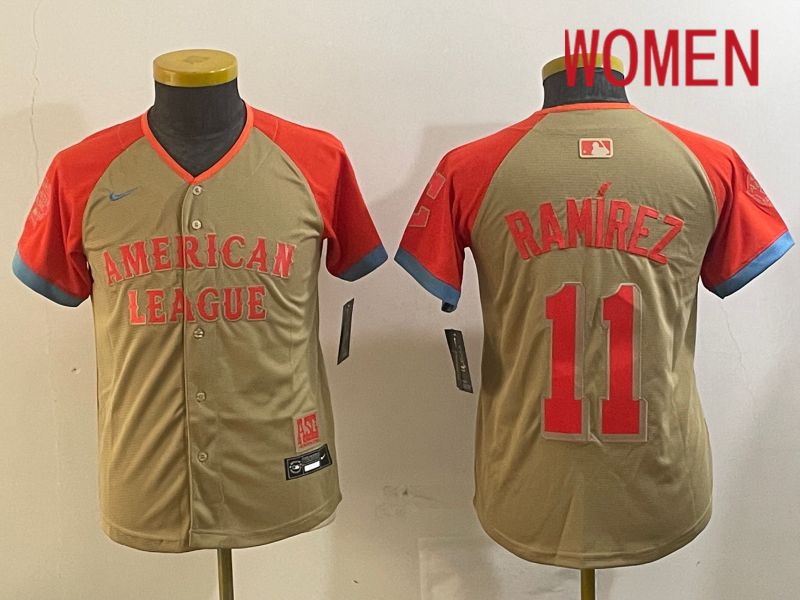 Women Cleveland Indians #11 Ramirez Orange All star 2024 Nike MLB Jersey style 5->youth mlb jersey->Youth Jersey